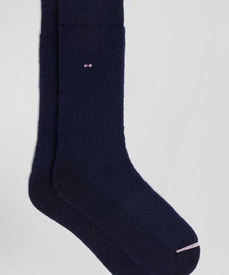 Chaussettes unies en coton côtelé marine