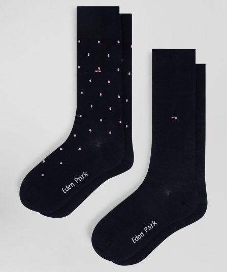 Lot de deux paires de chaussettes en coton stretch mélangé marine