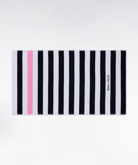 Drap de plage rayé en coton éponge marine