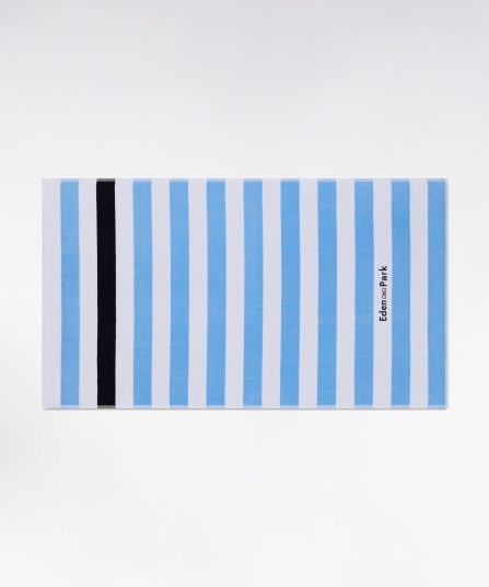 Drap de plage rayé en coton éponge ciel