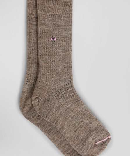 Chaussettes montantes en laine et alpaga camel