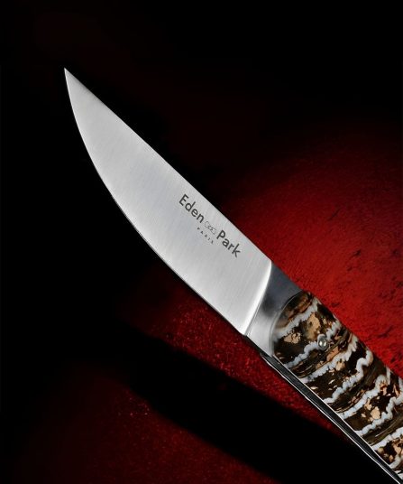 Couteau de poche avec manche en molaire de Mammouth beige