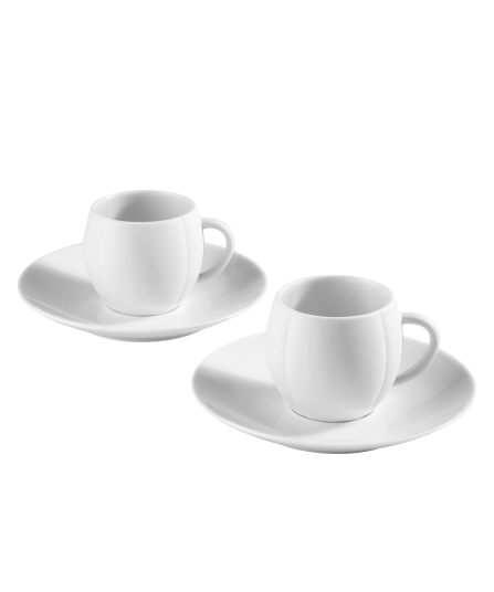 Lot de 2 tasses et sous-tasses blanches en porcelaine