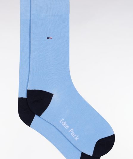 Chaussettes en coton mélangé ciel à renforts marine