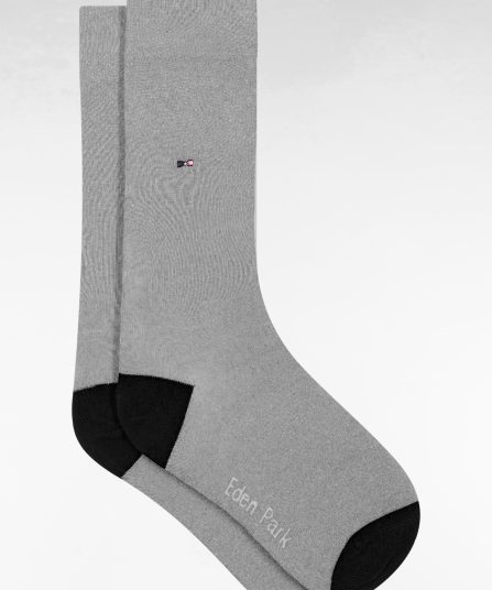 Chaussettes en coton mélangé grises à renforts marine