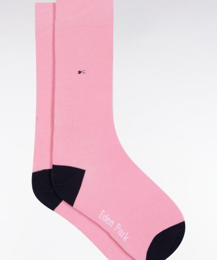 Chaussettes en coton mélangé roses à renforts marine