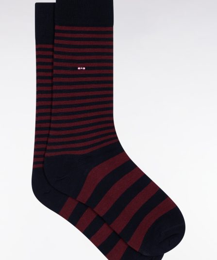 Chaussettes rayées en coton mélangé bordeaux