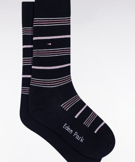 Chaussettes rayées en coton mélangé bleues