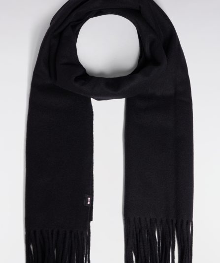 Écharpe frangée en laine vierge noire