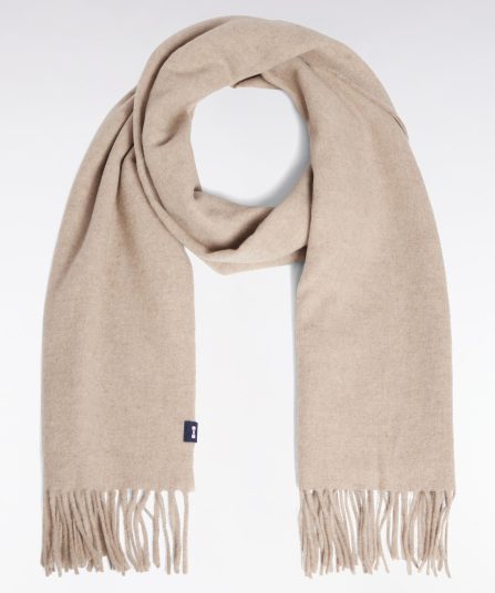Écharpe frangée en laine vierge beige