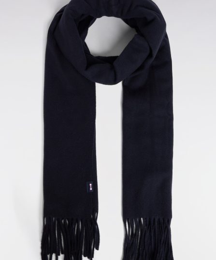 Écharpe frangée en laine vierge marine