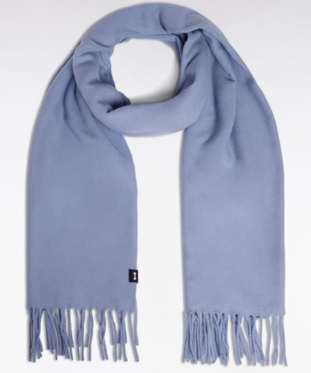 Écharpe frangée en laine vierge ciel