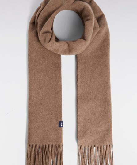 Écharpe frangée en laine vierge marron