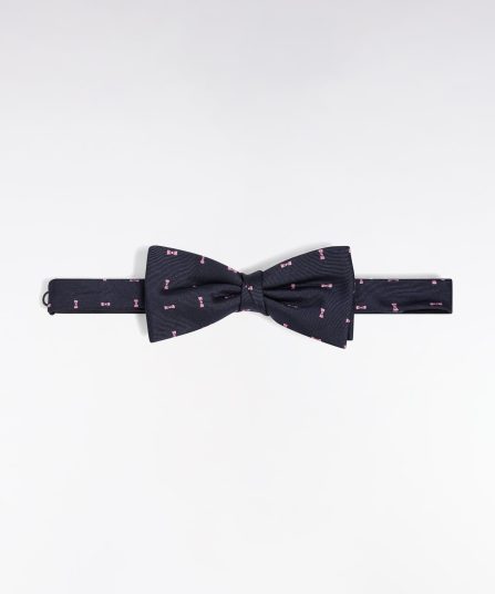 Nœud papillon en soie marine à micro-motifs nœuds papillon roses