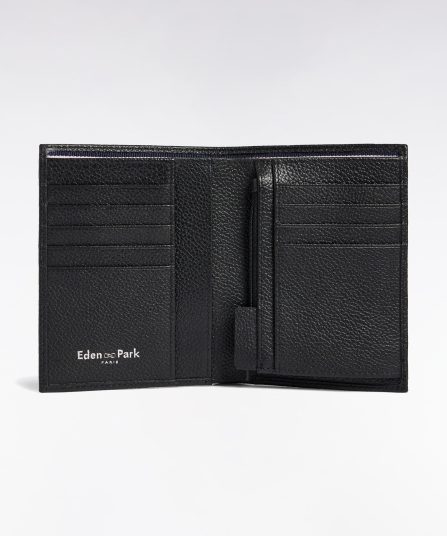 Portefeuille format français en cuir grainé noir