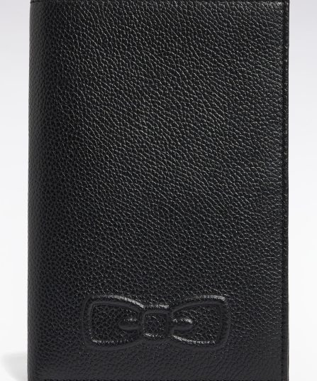 Portefeuille format français en cuir grainé noir