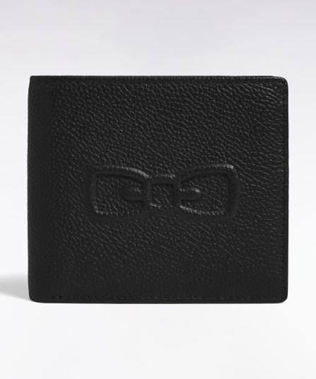 Portefeuille format italien en cuir grainé noir