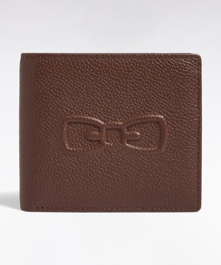 Portefeuille format italien en cuir grainé marron