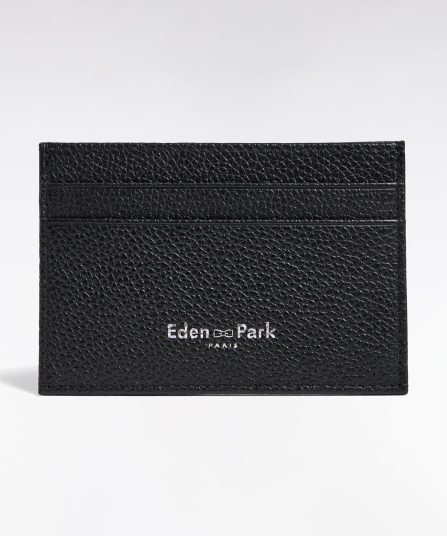 Porte-cartes en cuir grainé noir