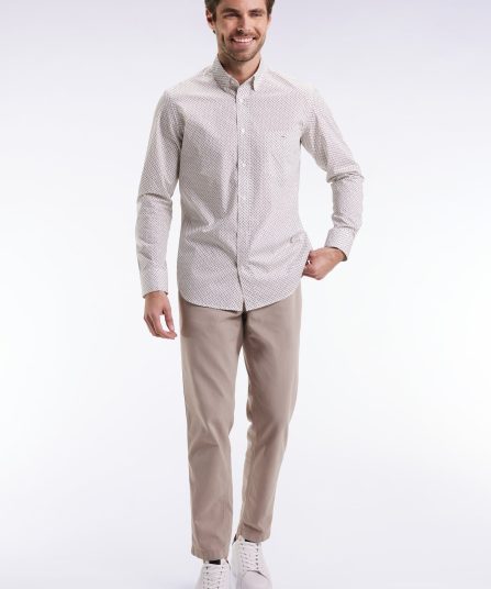 Pantalon chino sans plis en coton stretch beige clair