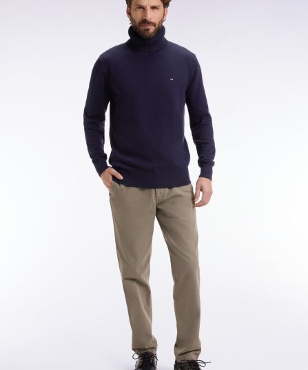 Pantalon chino sans plis en coton stretch vert olive