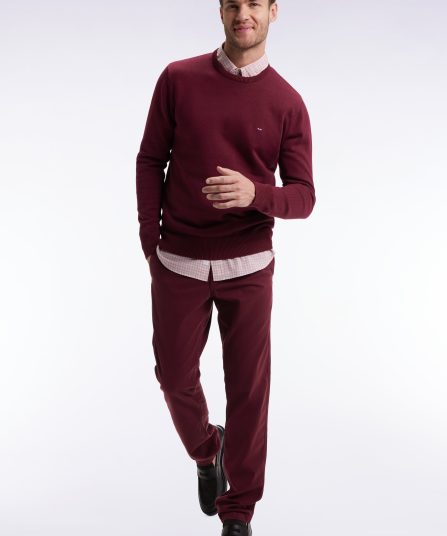 Pantalon chino sans plis en coton stretch bordeaux