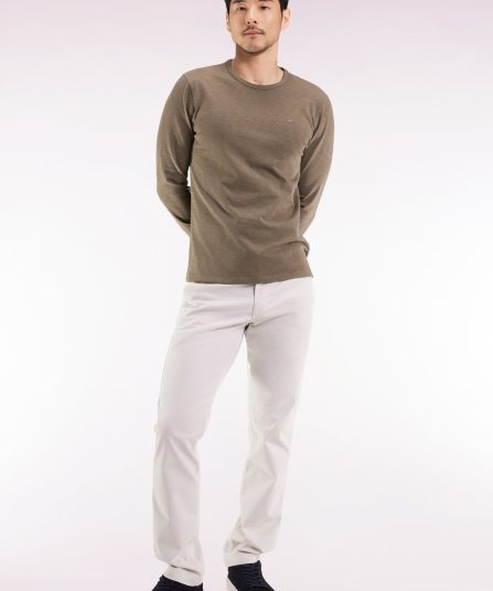 Pantalon chino sans plis en coton stretch écru