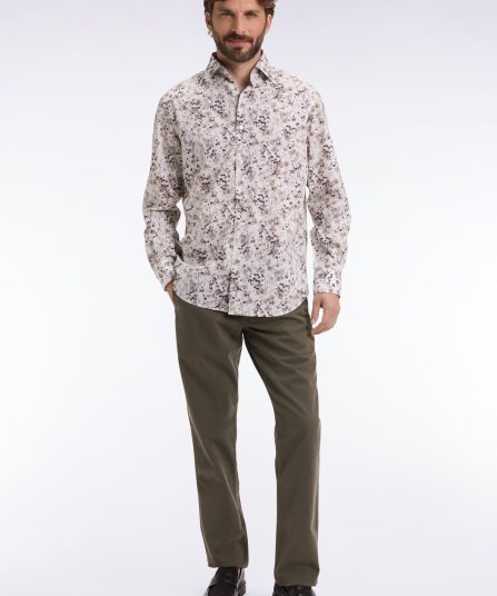 Pantalon chino sans plis en coton stretch kaki