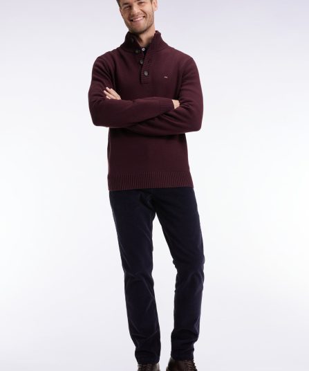 Pantalon chino sans plis en velours stretch marine