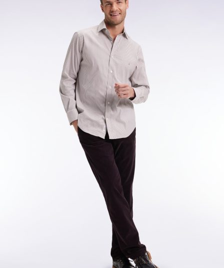 Pantalon chino sans plis en velours stretch marron foncé