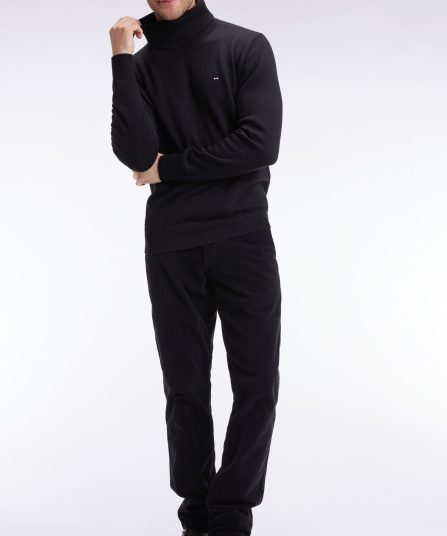 Pantalon chino sans plis en velours stretch noir
