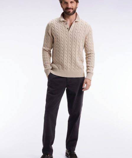 Pantalon chino sans plis en coton piqué stretch noir