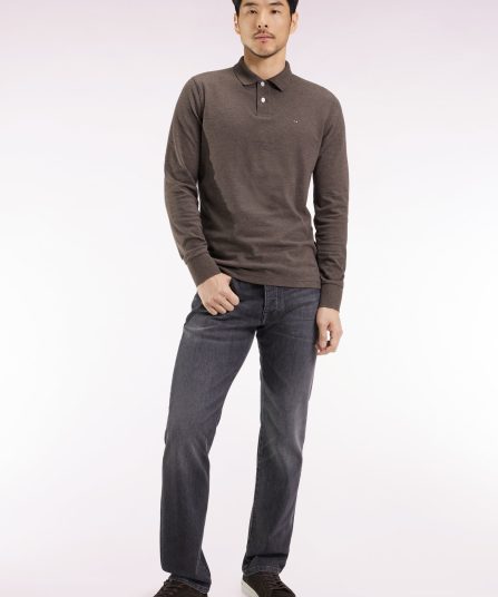 Jean 5 poches en denim stretch mélangé gris délavé coupe Regular