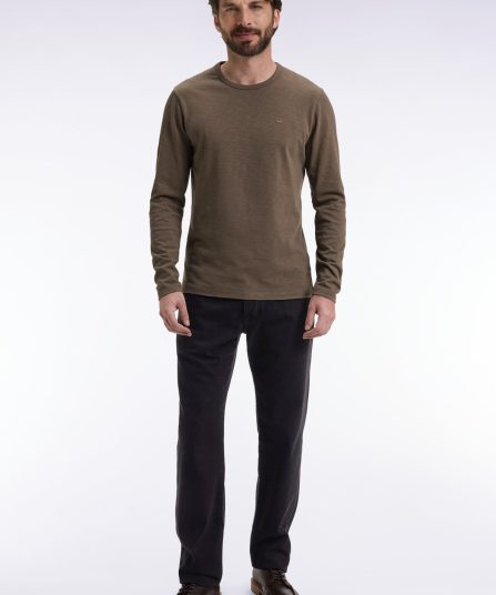 Jean 5 poches en denim stretch mélangé noir coupe Regular