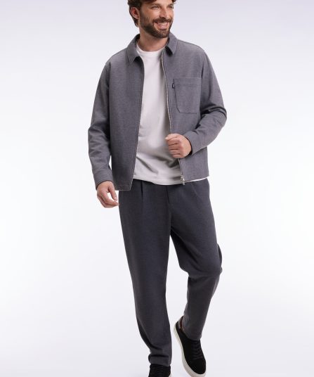 Pantalon en jersey double face à taille élastique gris coupe Modern