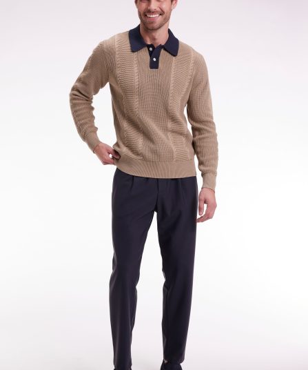 Pantalon à taille élastique en jersey technique marine coupe Modern