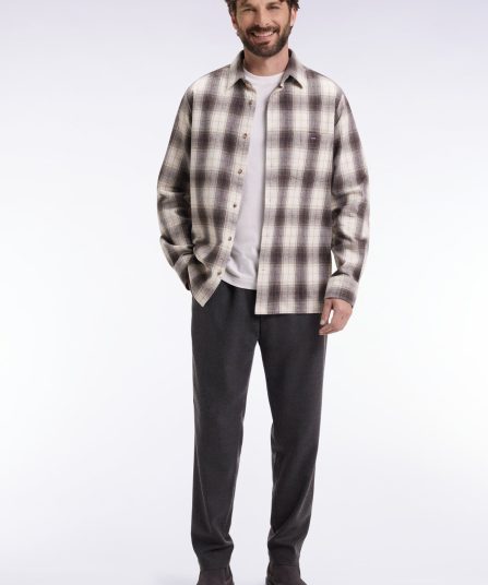 Pantalon à taille élastique gris chiné coupe Modern