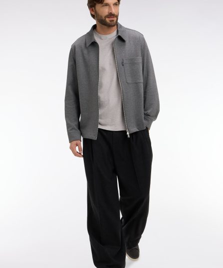 Pantalon large à pinces avec laine et cachemire anthracite