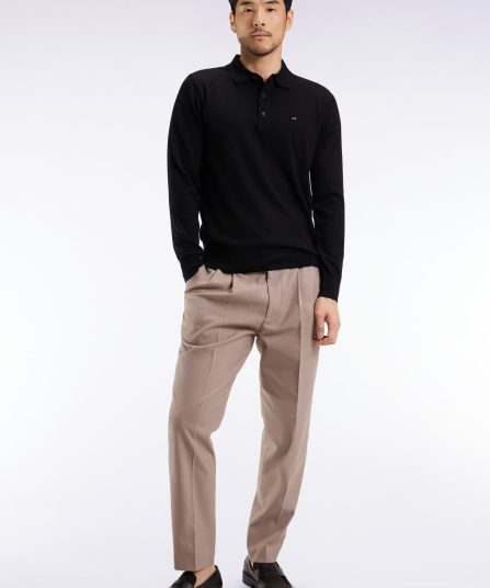 Pantalon à taille élastiquée beige coupe Modern