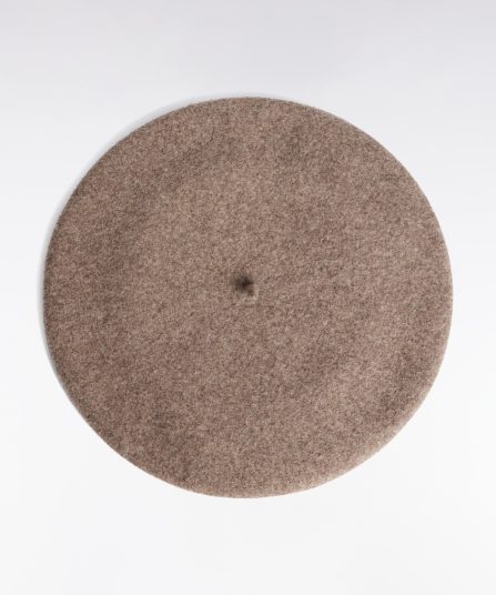 Béret uni en laine vierge beige