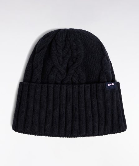 Bonnet en maille torsadé marine