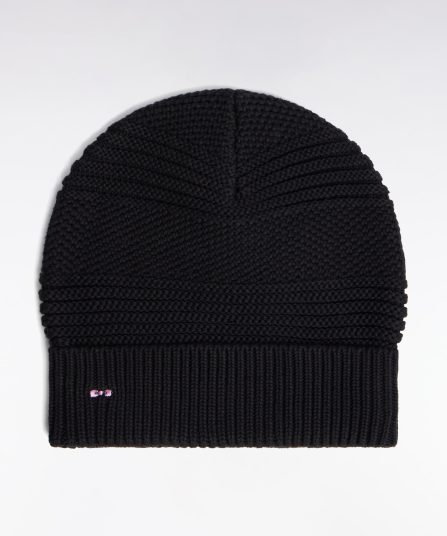 Bonnet en maille coton fantaisie noir