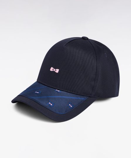 Casquette en coton marine visière imprimée