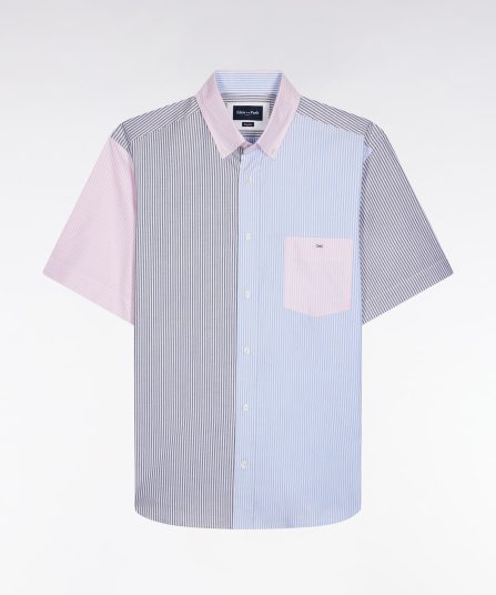 Chemise à manches courtes colorblock coupe droite