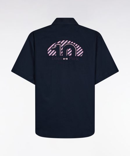 Chemise à manches courtes marine broderie dos 10 coupe droite