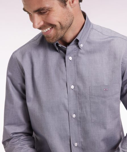 Chemise en coton marine coupe droite