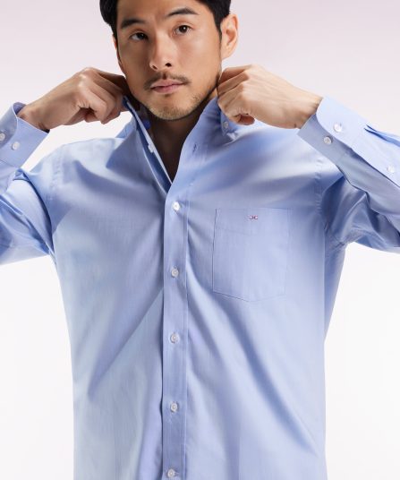 Chemise en coton ciel coupe droite