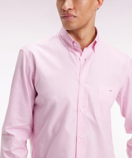 Chemise en coton rose coupe droite