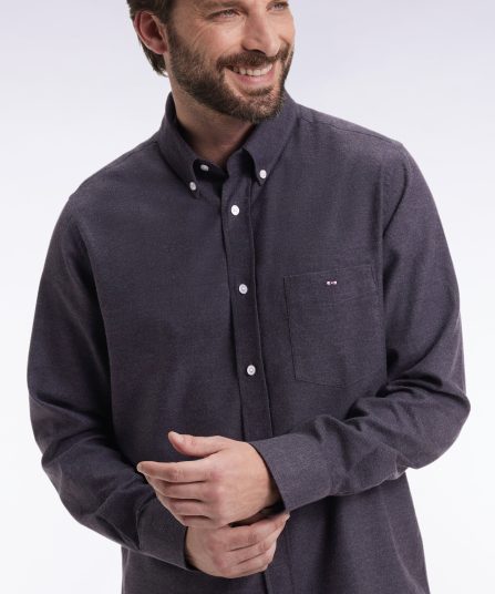 Chemise en flanelle gris foncé coupe droite