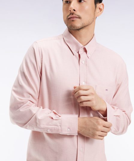 Chemise en flanelle rose coupe droite